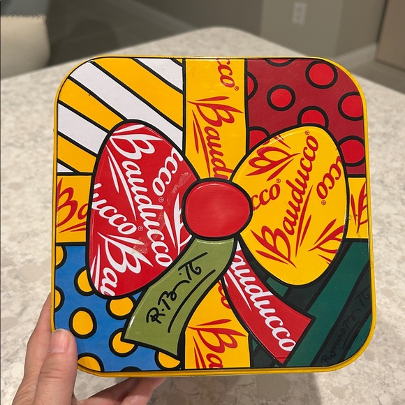 Rare 2002 ROMERO BRITTO Bauducco Panettone Art Deco Collectible Tin - Picture 4 of 7